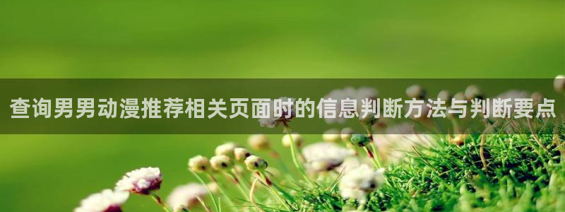 动漫本周推荐:查询男男动漫推荐相关页面时的信息判断方法与判断要点